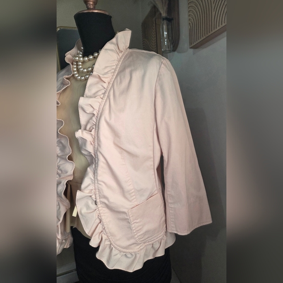 Talbots Pink Ruffled Blazer Size 14 - Picture 6 of 7